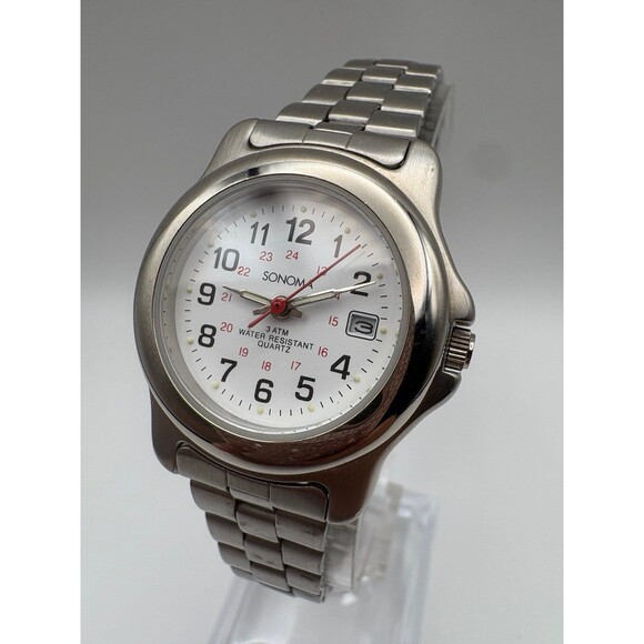 Sonoma Goods For Life Women’s / Men's Field Watch |New Battery|Date Window 28mm - Picture 3 of 5